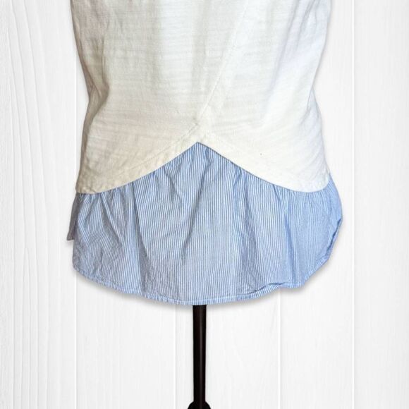 Loft Womens Top Layered Ruffled Hem Cap Sleeve White Medium Petite - Picture 5 of 8